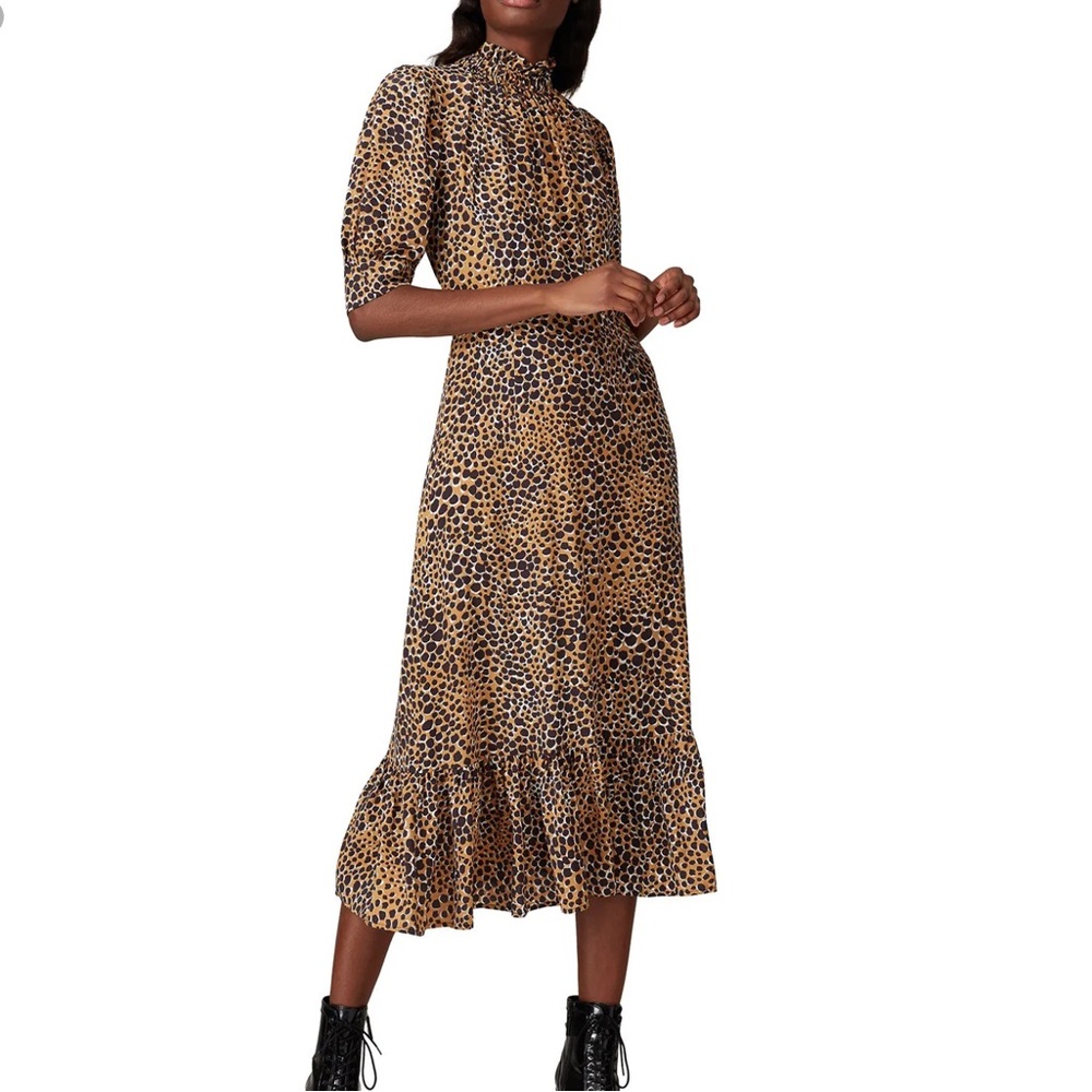 Sea New York Louise Midi Dress Size 4 Women Feminine Animal Print Rayon Viscose
